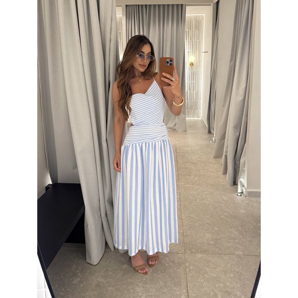 Vestido Midi Listrado Giane Azul