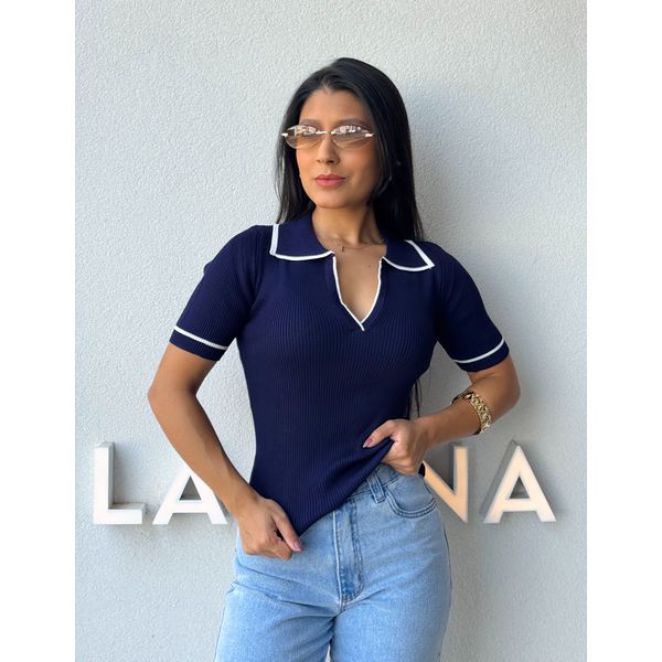 Blusa Gola Polo Leda Marinho