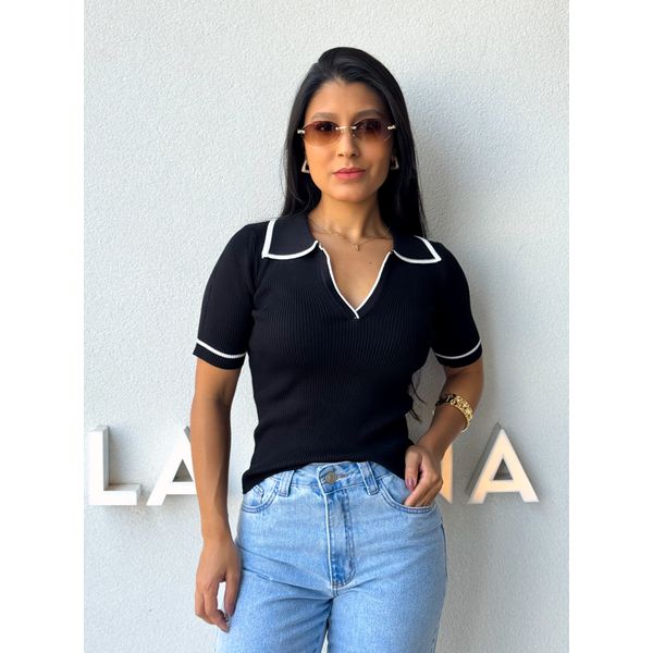 Blusa Gola Polo Leda Preta