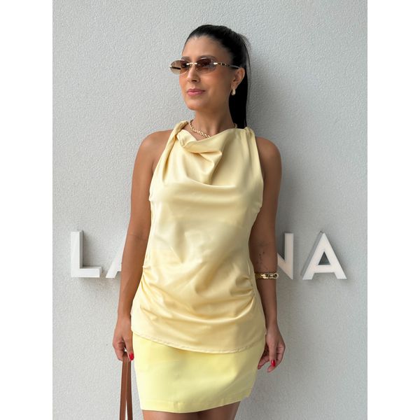 Blusa Cetim Fabricia Manteiga