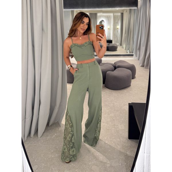 Conjunto Calça Rendado Daiane Verde