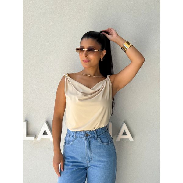 Blusa Ombro a Ombro Emília Areia 