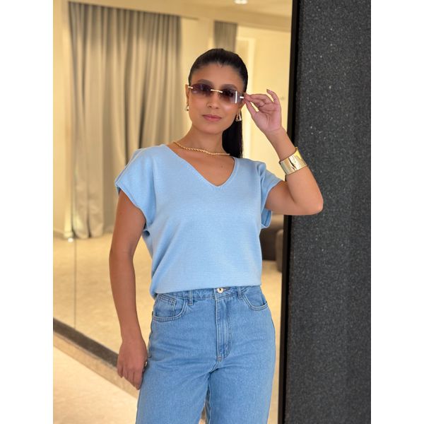 Blusa Decote Eliane Azul