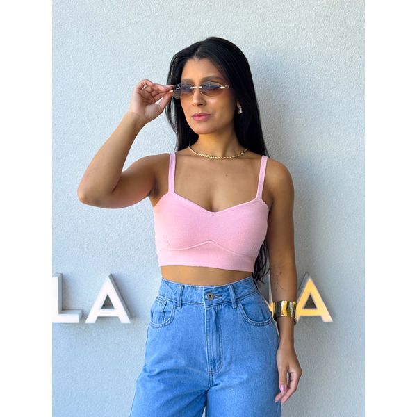 Cropped Tricot Alça Kenia Rosa