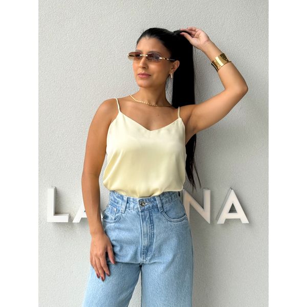 Blusa Cetim Cristiane Manteiga