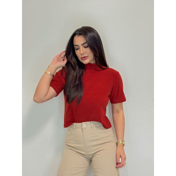 Blusa Canelada Aveludada Vermelho