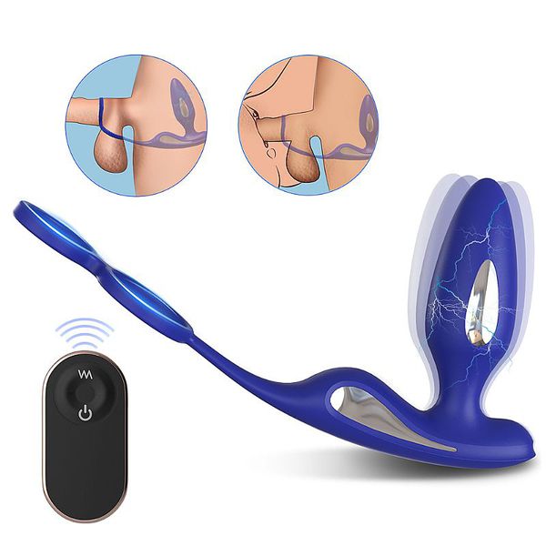 anel peniano com plug anal Anel Peniano e Plug Anal Com Choque - Com Controle Remoto