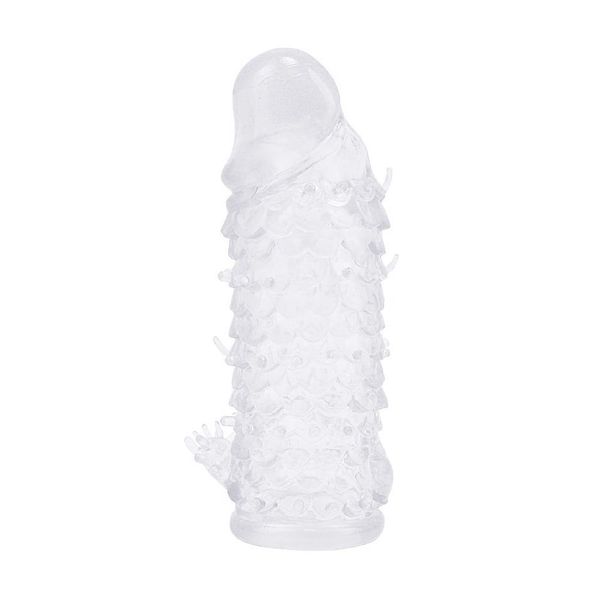 Capa peniana transparente com cerdas massageadoras - 15,5cm x 3,8cm