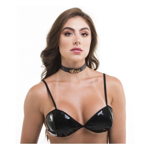 Gargantilha Coleira escrito love linha Sado Fetiche