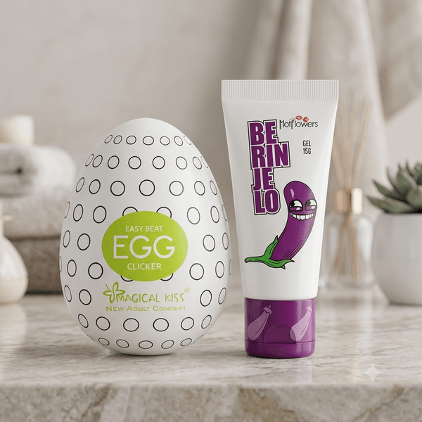 Kit com masturbador egg e excitante masculino berinjelo
