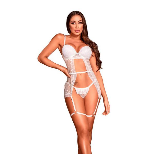 Body de Renda e Tule Poá com tiras ajustáveis- Yaffa 