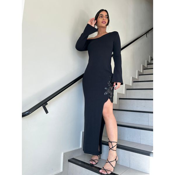 VESTIDO TRICOT OMBRO UNICO SUPER MIDI