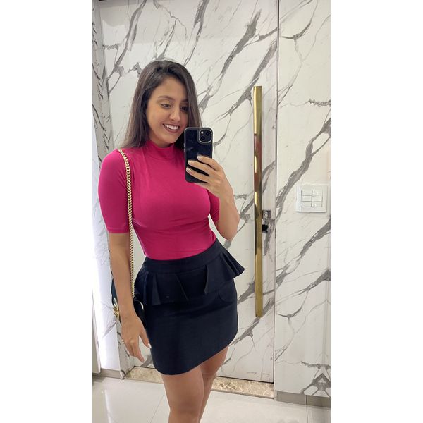 BLUSA CANELADA GOLA ALTA BASICA PINK