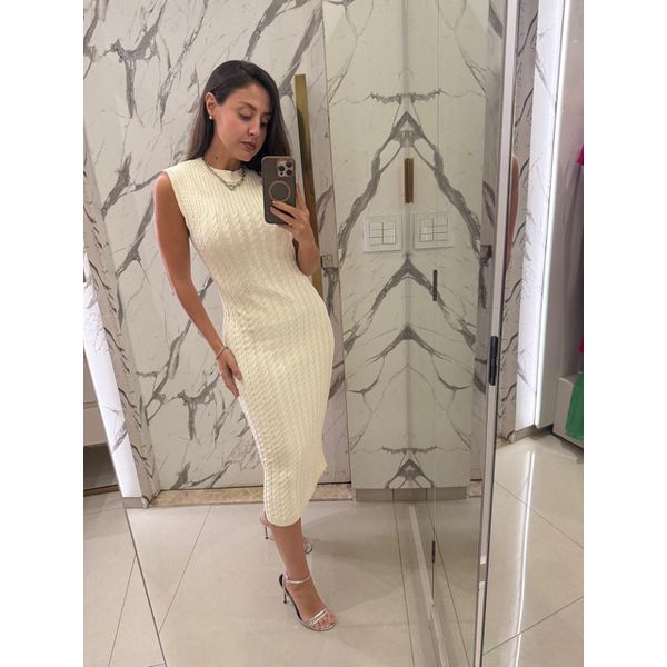 VESTIDO MIDI TRICOT/RO OFF WHITE