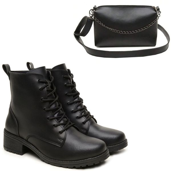 Bota Feminina Amanda com Bolsa - Preta