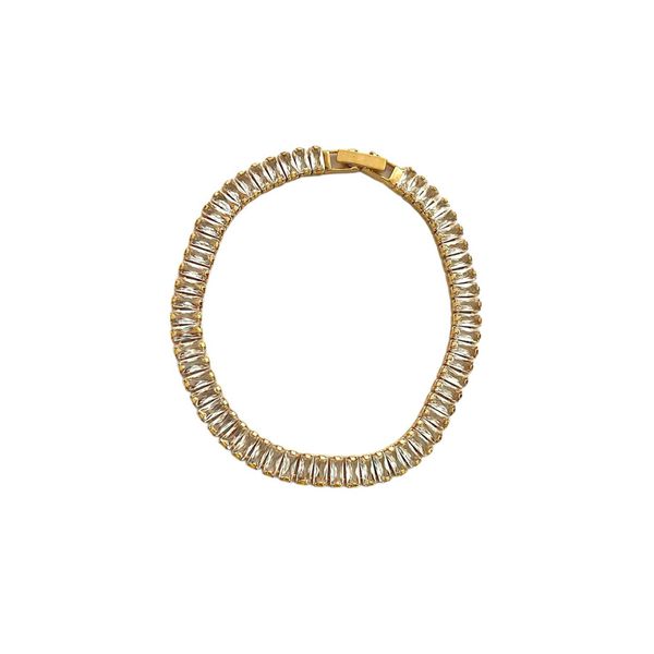 Pulseira Riviera Baguetes Cristal Banhado a Ouro