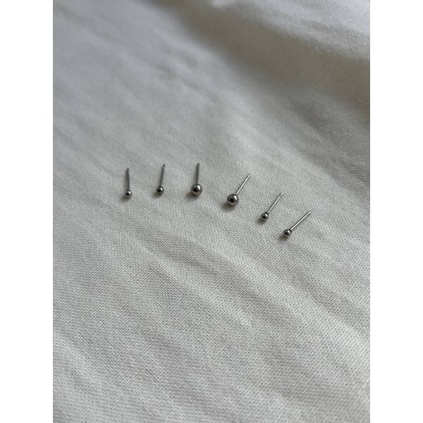 Trio de Brincos Bolinha Clássico em Aço Inox Prata