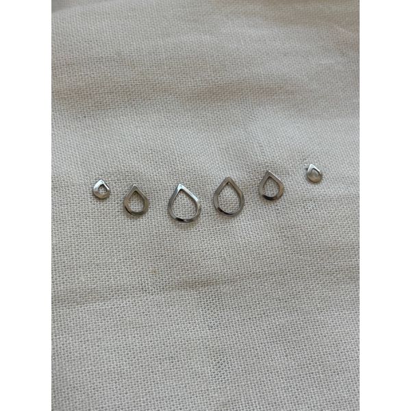 Trio de Brincos Gota Vazada em Aço Inox Prata