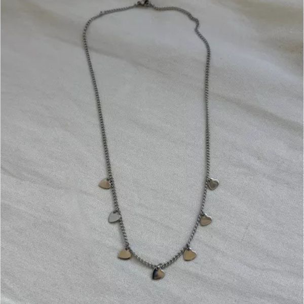 Colar Corações Luxo em Aço Inox Prata