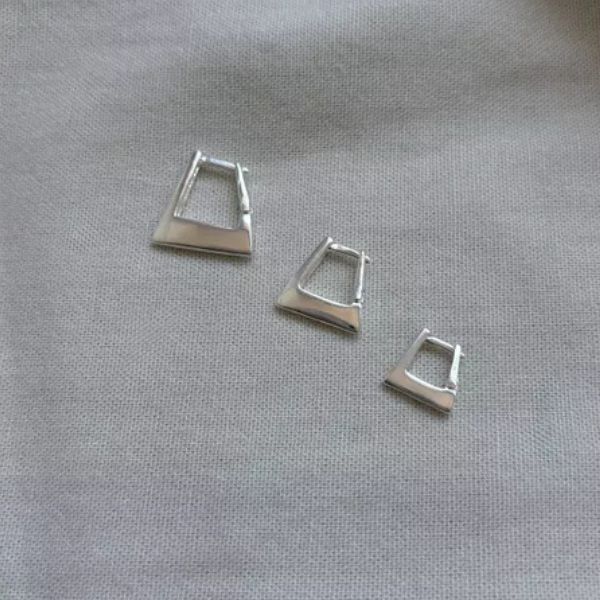 Trio de Brincos Geométricos Banhados em Prata 925