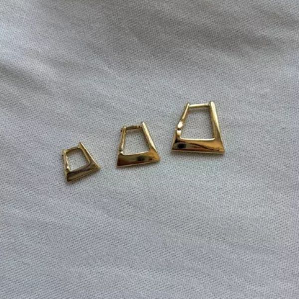Trio de Brincos Geométricos Banhados em Ouro 18k