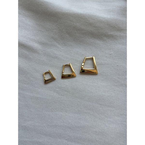Trio de Brincos Geométricos Banhados em Ouro 18k