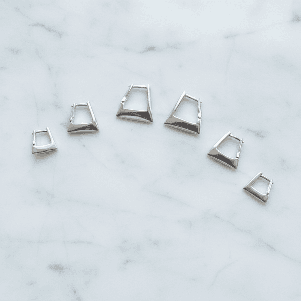 Trio de Brincos Geométricos Banhados em Prata 925