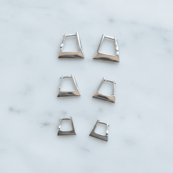 Trio de Brincos Geométricos Banhados em Prata 925