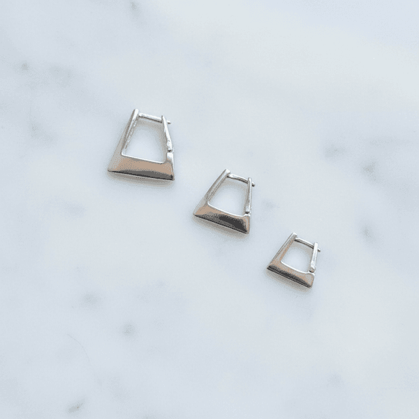 Trio de Brincos Geométricos Banhados em Prata 925