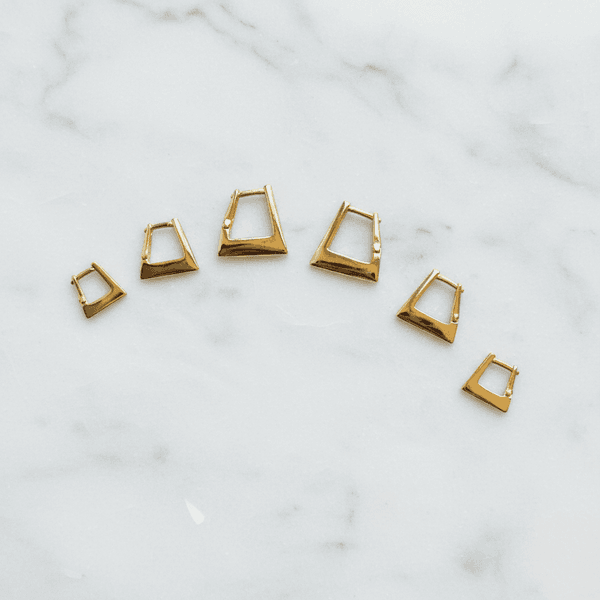 Trio de Brincos Geométricos Banhados em Ouro 18k