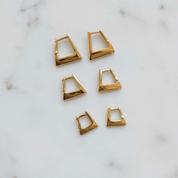 Trio de Brincos Geométricos Banhados em Ouro 18k