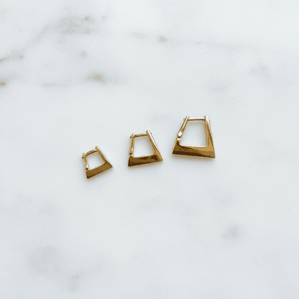 Trio de Brincos Geométricos Banhados em Ouro 18k