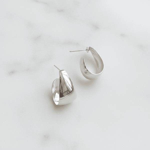 Brinco Hoop Volumoso Banhado em Prata 925