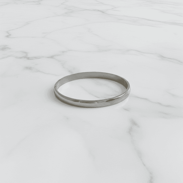 Bracelete Rígido Liso Clássico em Aço Inox Prata