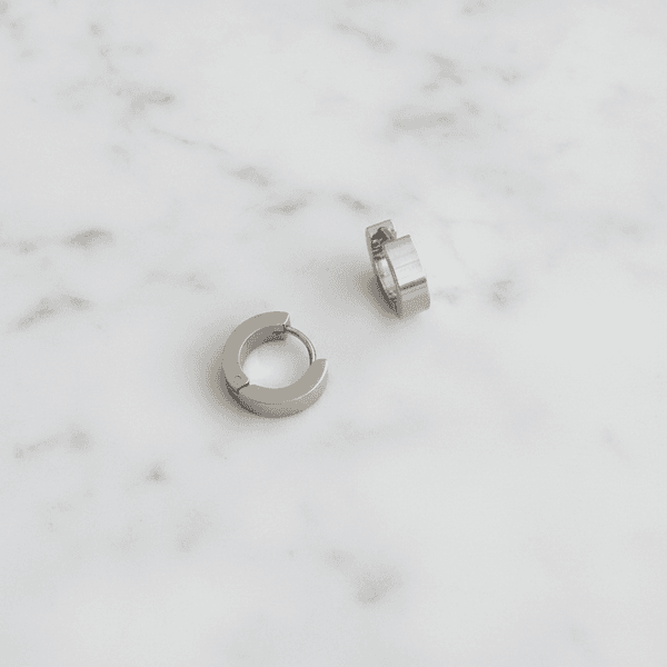 Brinco Argola Click Flat em Aço Inox Prata