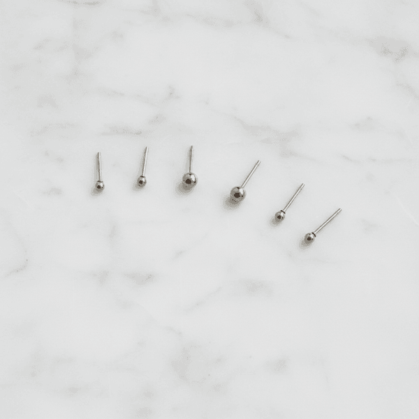 Trio de Brincos Bolinha Clássico em Aço Inox Prata