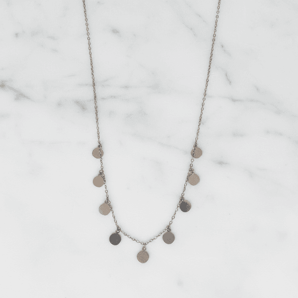 Colar Discos em Aço Inox Prata