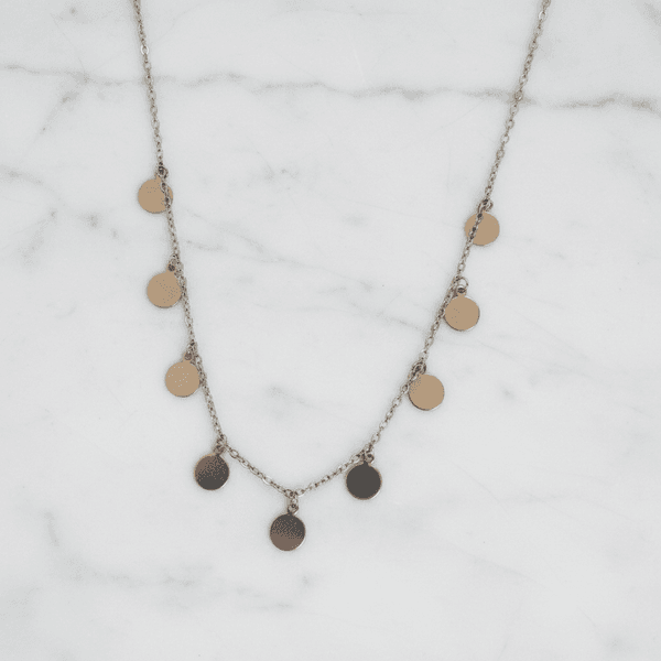Colar Discos em Aço Inox Prata