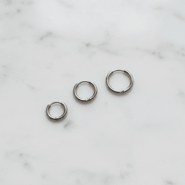 Trio Argolas Clicker Minimalistas em Aço Inox Prata
