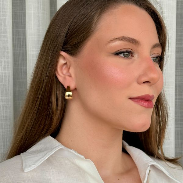 Brinco Hoop Volumoso Banhado em Ouro 18k