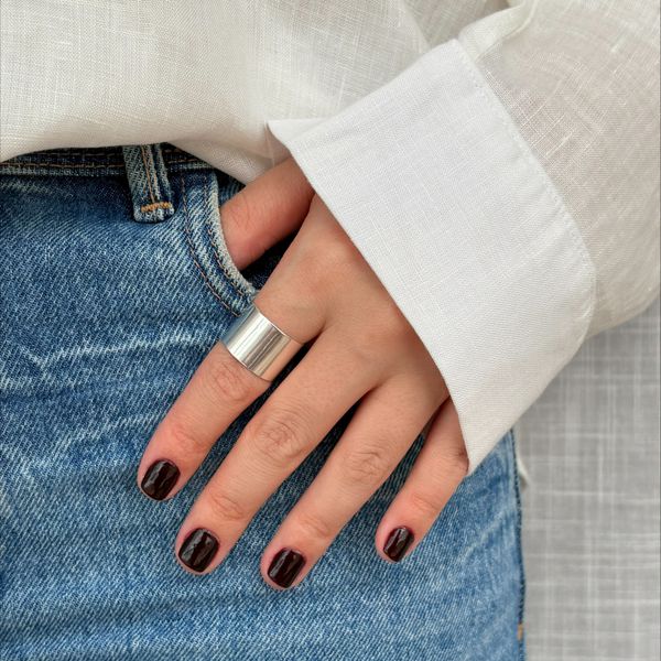 Anel Ajustável Minimalista Banhado em Prata 925