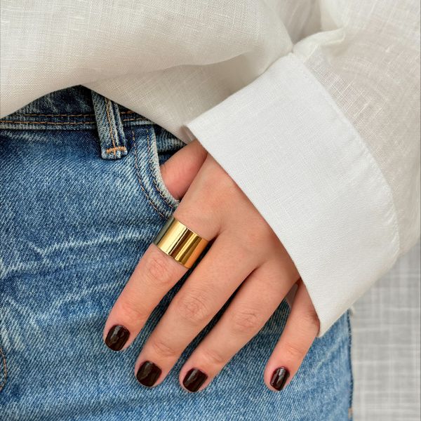 Anel Ajustável Minimalista Banhado em Ouro 18k