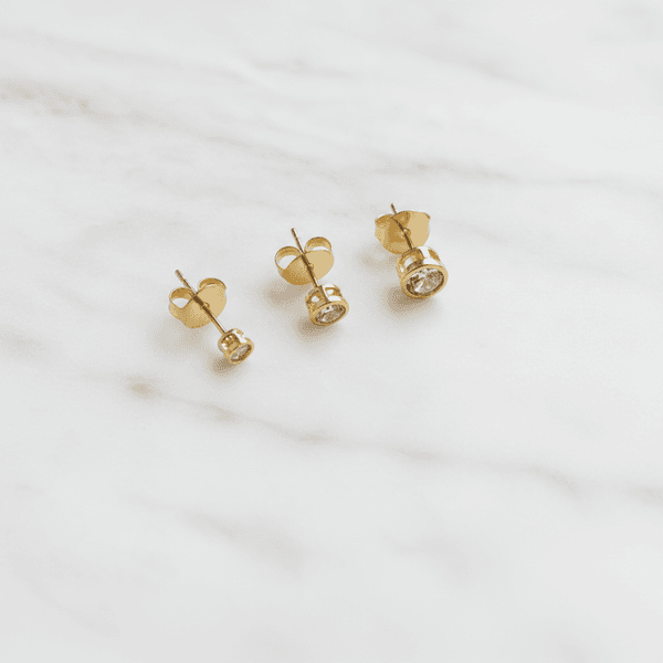 Trio de Brincos Ponto de Luz Banhados em Ouro 18k