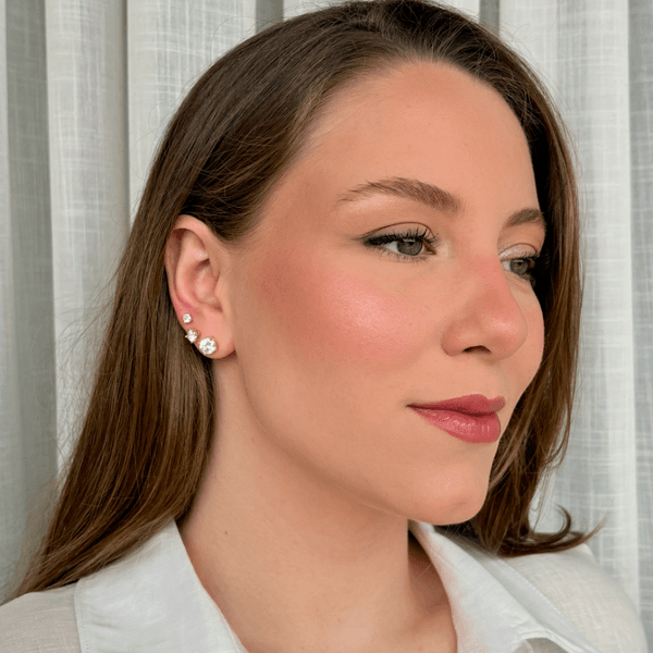 Trio de Brincos Ponto de Luz Banhados em Ouro 18k