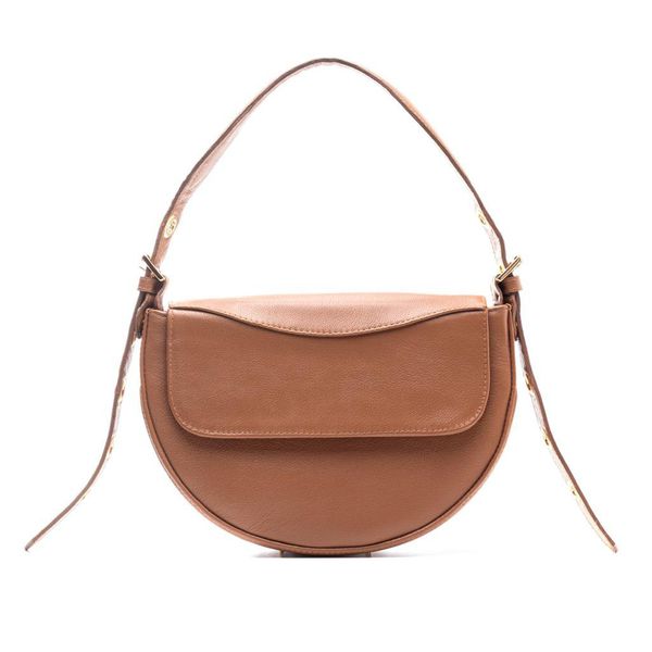 Bolsa Feminina de Ombro em Couro Marrom Luxo Estilosa