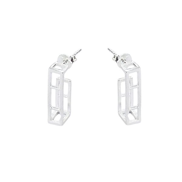 Brinco Argola Aberta Retangular 1,7mm Prata 925