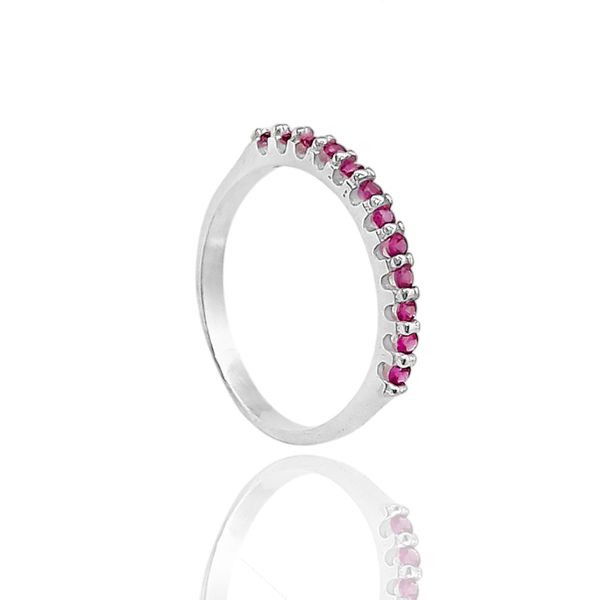 Anel Aparador Bia Cravejado Pink Prata 925