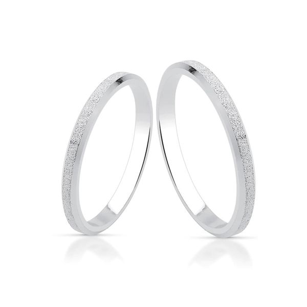 Par de Alianças 3mm Diamantadas Borda Prata 925