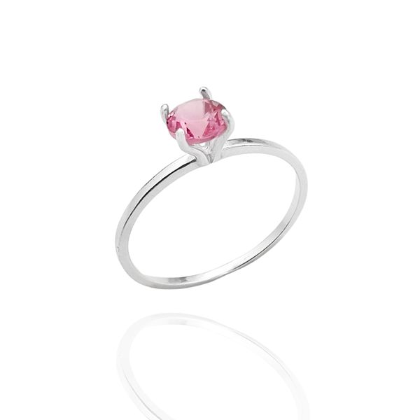 Anel Solitário Fiji Pink Prata 925 