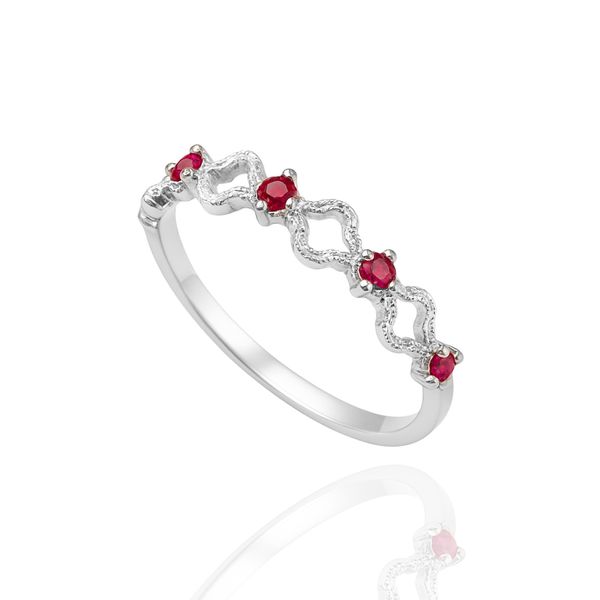 Anel Trevos Com Zircônias Pink Prata 925